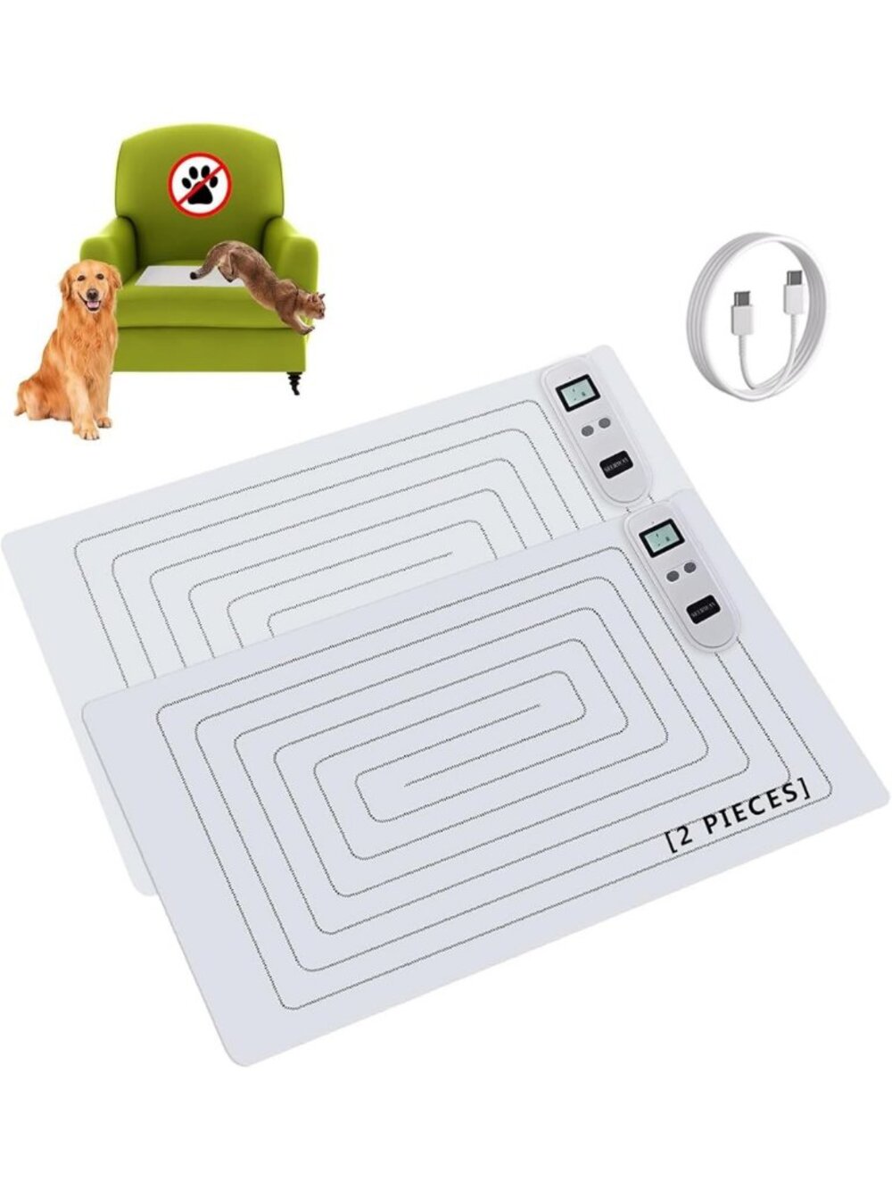 Rechargeable Pet Shock Mat - Cat & Dog Deterrent Pad, Electric Training Mat